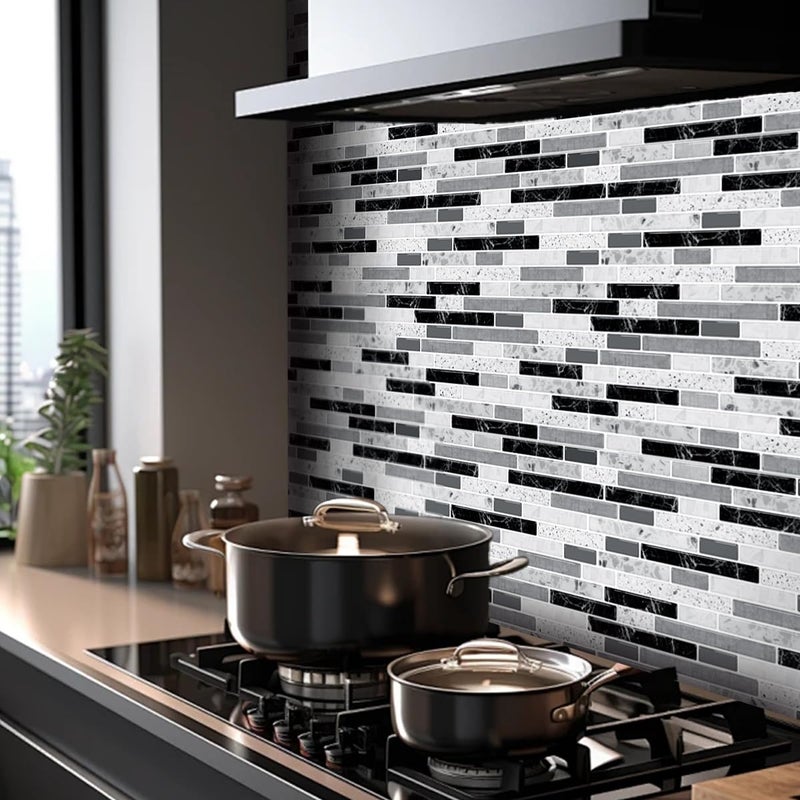 LONGKING 10-Sheet Self-Adhesive Peel and Stick Backsplash for Kitchen, Vinyl Decorative Tiles (Gray) - Image 3